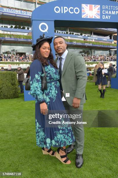 Danielle Isaie and Ashley Walters attend the QIPCO British Champions Day at Ascot Racecourse on October 21, 2023 in Ascot, England.