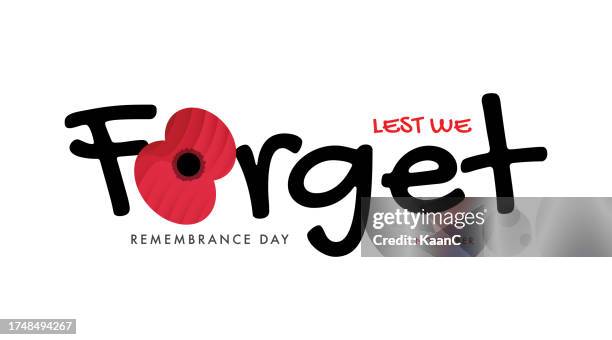 remembrance day lettering vector card, lest we forget. anzac day banner. stock illustration - post truth stock illustrations