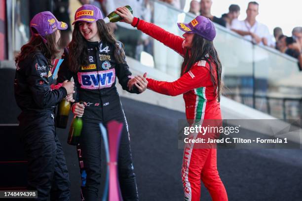 Academy Drivers Champion Marta Garcia of Spain and PREMA Racing and Race winner Marta Garcia of Spain and PREMA Racing , Second placed Abbi Pulling...