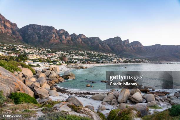 camps bay south africa cape town beach panorama - camps bay stock pictures, royalty-free photos & images