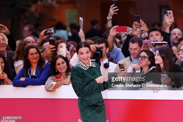 Juliette Binoche attends a red carpet for the movie "La Passion De Dodin Bouffant" during the 18th Rome Film Festival at Auditorium Parco Della...