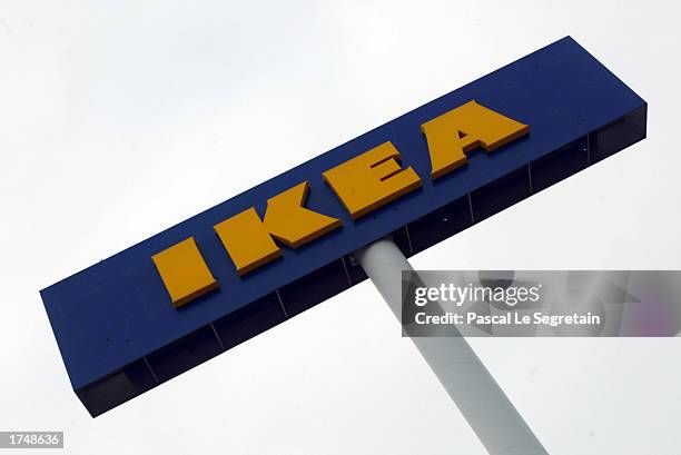 The IKEA logo is shown outside the company's store January 13, 2003 in Plaisir, Paris.