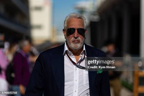 Executive chairman of Aston Martin Lawrence Stroll in the paddock during the Sprint Shootout ahead of the F1 Grand Prix of United States at Circuit...