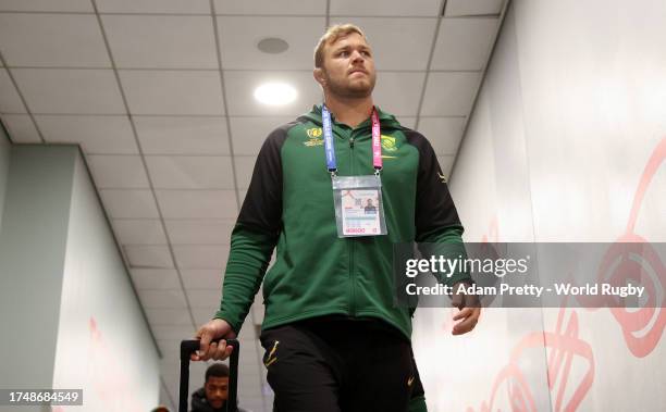 Duane Vermeulen of South Africa arrives at the stadium prior to the Rugby World Cup France 2023 match between England and South Africa at Stade de...