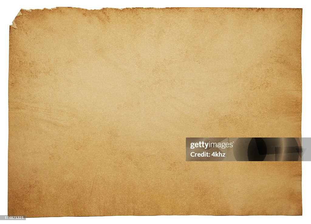 Large Isolated Blank Old Aged Parchment Papyrus Grunge Paper Texture