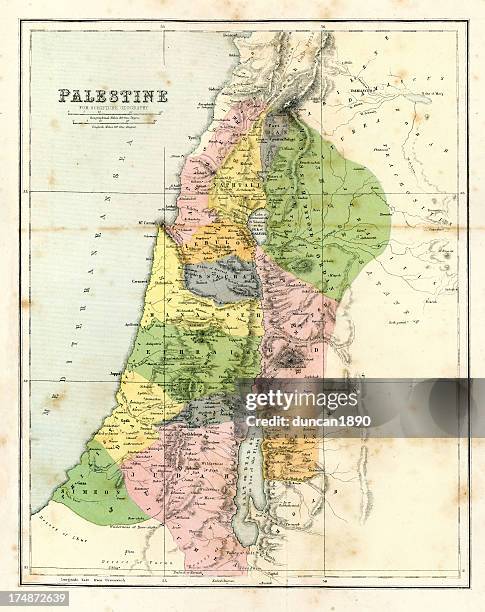 antique map - biblical palestine - old testament stock illustrations