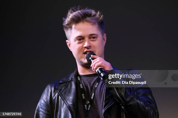 Lucas Grabeel speaks onstage at the "Lucas Needs an Agent" Q&A during the 26th SCAD Savannah Film Festival at Lucas Theatre for the Arts on October...