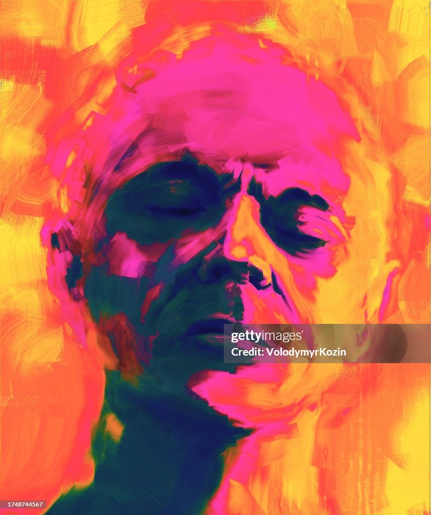 Sadness illustration. Male portrait