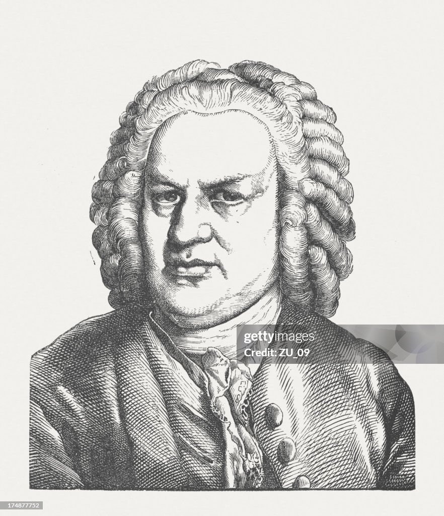 Johann Sebastian Bach (1685-1750), wood engraving, published in 1877