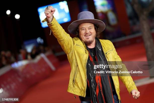 Zucchero Adelmo Fornaciari attends a red carpet for the movie "Fingernails" and "Zucchero - Sugar Fornaciari" during the 18th Rome Film Festival at...