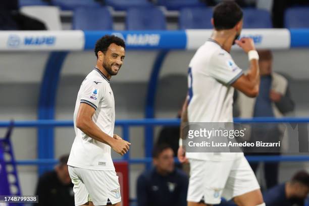 Felipe Anderson of SS Lazio celebrates after scoring a goal during the Serie A TIM match between US Sassuolo and SS Lazio at Mapei Stadium - Citta'...