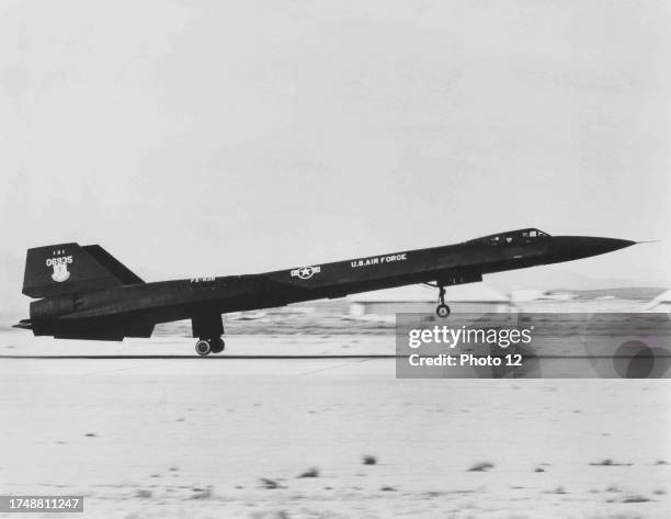 The American spy plane Lockheed A-12 Oxcart taking off. 1965.