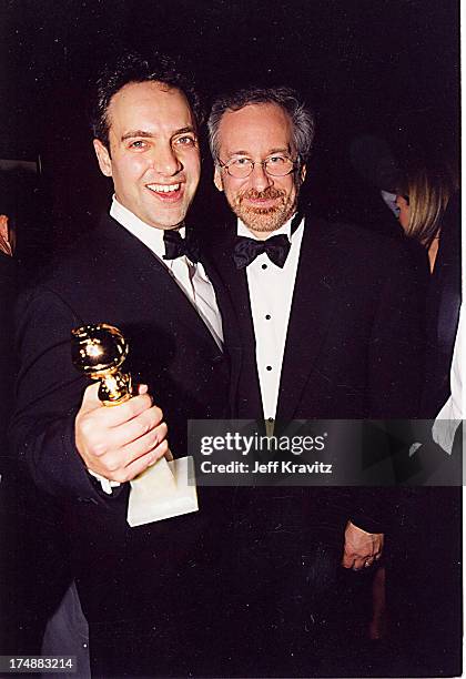 Sam Mendes & Steven Spielberg during 2000 Golden Globe SKG Party in Los Angeles, California, United States.