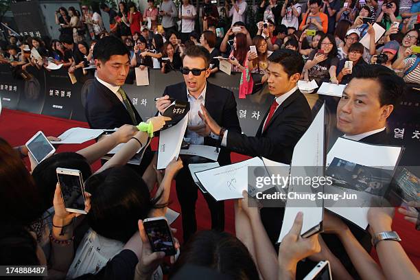 Actor Chris Evans attends the 'Snowpiercer' South Korea premiere at Times Square on July 29, 2013 in Seoul, South Korea. The film will open in South...