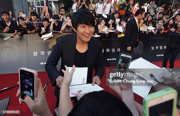 Actor Song Kang-Ho attends the 'Snowpiercer' South Korea premiere at Times Square on July 29, 2013 in Seoul, South Korea. The film will open in South...