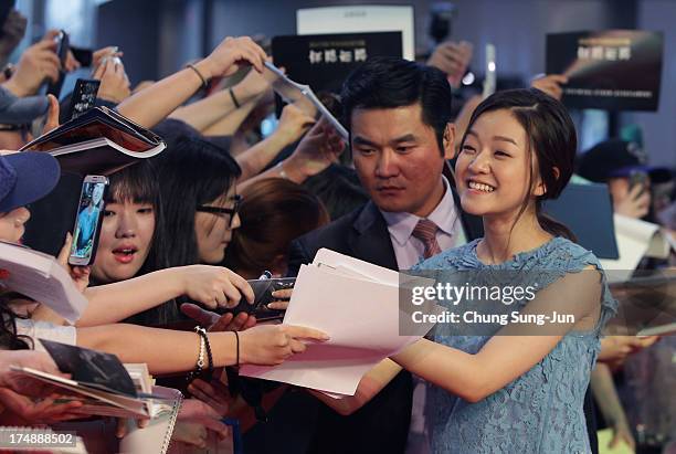 Actress Ko A-Sung attends the 'Snowpiercer' South Korea premiere at Times Square on July 29, 2013 in Seoul, South Korea. The film will open in South...