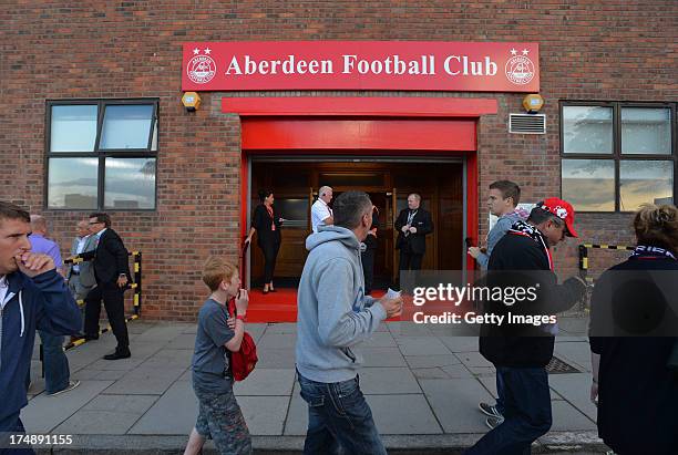 General View of Pittodrie Stadium before the Pre Season Friendly match between Aberdeen and FC Twente at Pittodrie Stadium on July 26, 2013 in...