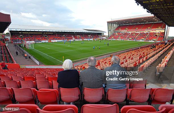 General View of Pittodrie Stadium before the Pre Season Friendly match between Aberdeen and FC Twente at Pittodrie Stadium on July 26, 2013 in...