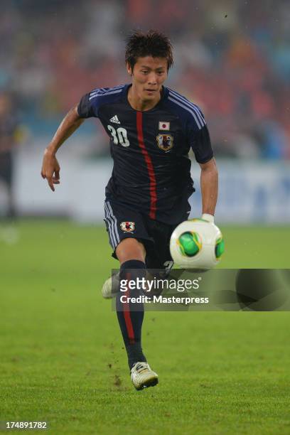 Yoichiro Kakitani of Japan in action during the EAFF East Asian Cup match between Korea Republic and Japan at Jamsil Stadium on July 28, 2013 in...