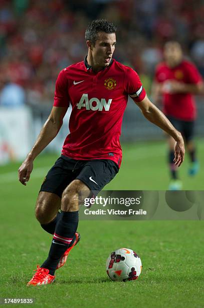 Robin Van Persie of Manchester United runs with the ball during the international friendly match between Kitchee FC and Manchester United at Hong...