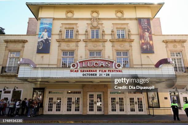 An exterior view of the Lucas Theatre for the Arts ahead of the "Lucas Needs an Agent" and "Intermedium" screenings during the 26th SCAD Savannah...