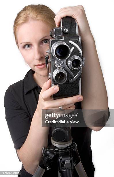 woman and camera - film director concept stock pictures, royalty-free photos & images