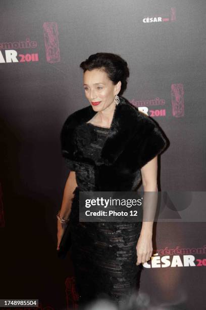 Kristin Scott Thomas, 36th Cesar Awards ceremony; arriving on the red carpet, Paris, Theatre du Chatelet, on 25 February 2011.