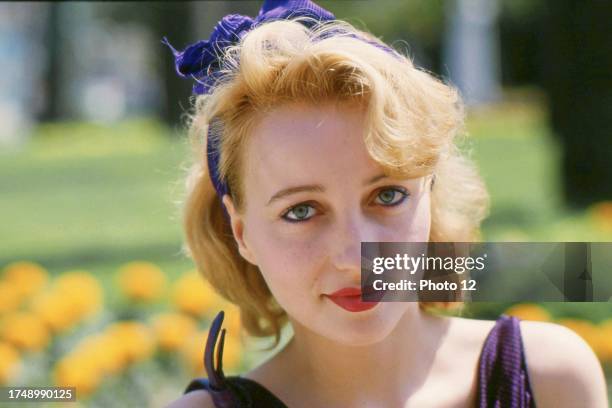 Portrait of the French actress Pauline Lafont. Cannes Film Festival, May 1988.