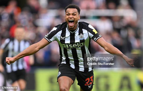 Newcastle player Jacob Murphy celebrates his opening goal during the Premier League match between Newcastle United and Crystal Palace at St. James...