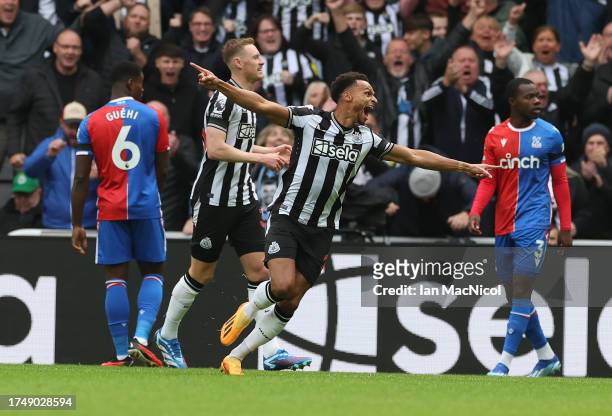 Jacob Murphy of Newcastle United celebrates after scoring the team's first goal during the Premier League match between Newcastle United and Crystal...