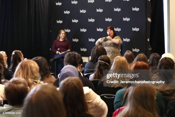 Authors Kelley Armstrong and Cassandra Clare speak during In Conversation: Cassandra Clare at Indigo - Yorkdale on October 21, 2023 in Toronto,...