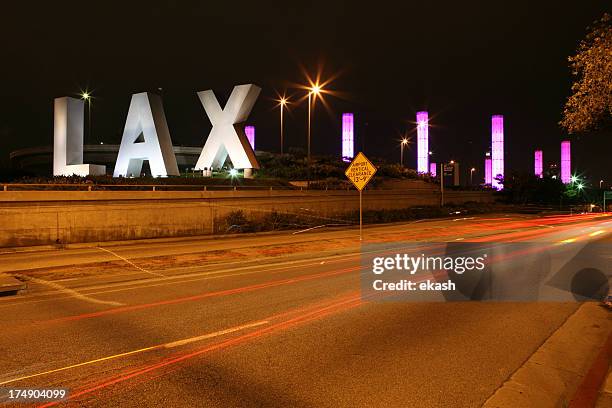 lax at night - lax airport stock pictures, royalty-free photos & images