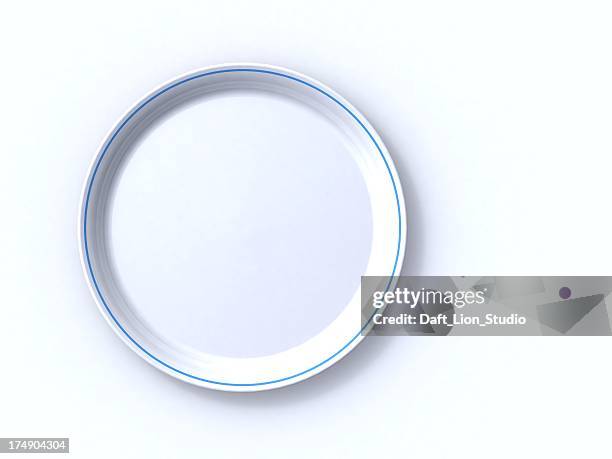 3d empty plate - blue plate stock pictures, royalty-free photos & images