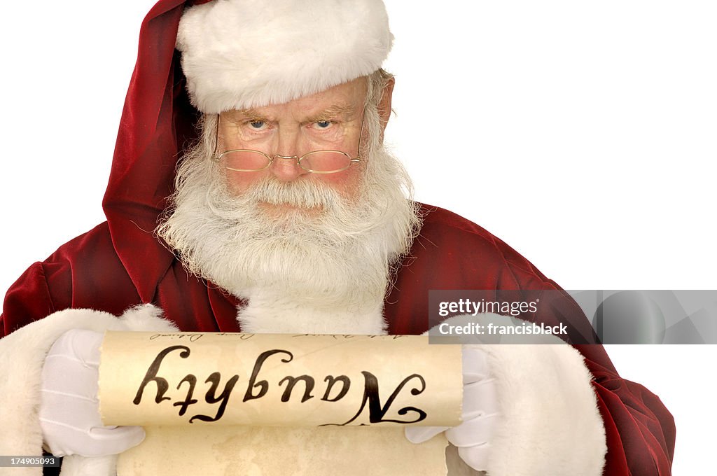 Santa looking at naughty list