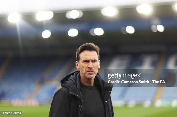 Gareth Taylor, Manager of Manchester City, looks prior to the Barclays Women´s Super League match between Leicester City and Manchester City at The...
