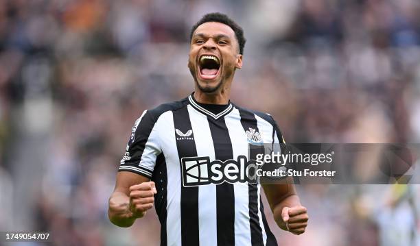 Newcastle player Jacob Murphy celebrates his opening goal during the Premier League match between Newcastle United and Crystal Palace at St. James...