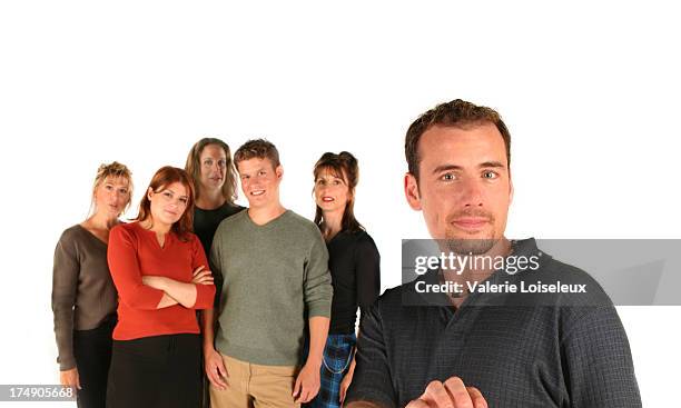 equipo de negocios - hombre con grupo de mujeres fotografías e imágenes de stock