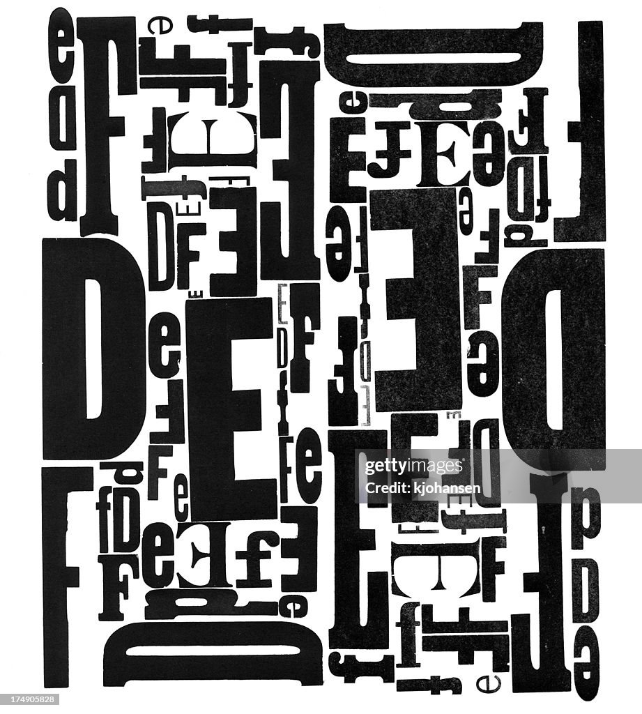 Grunge Wood Type Letters D E F