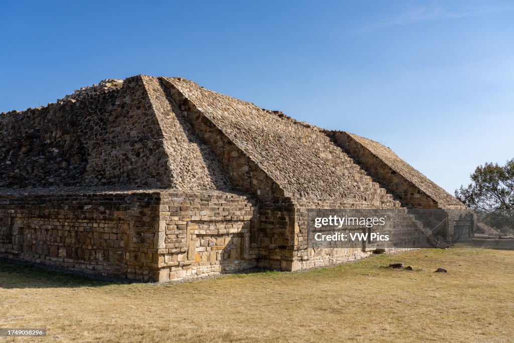 Edificio A or Building A in the pre-Hispanic Zapotec ruins of Monte Alban