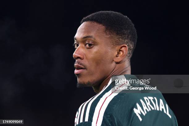 Anthony Martial of Manchester United looks on during the Premier League match between Sheffield United and Manchester United at Bramall Lane on...