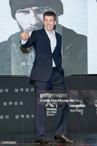 Actor Chris Evans attends the 'Snowpiercer' South Korea premiere at Times Square on July 29, 2013 in Seoul, South Korea. The film will open on August...