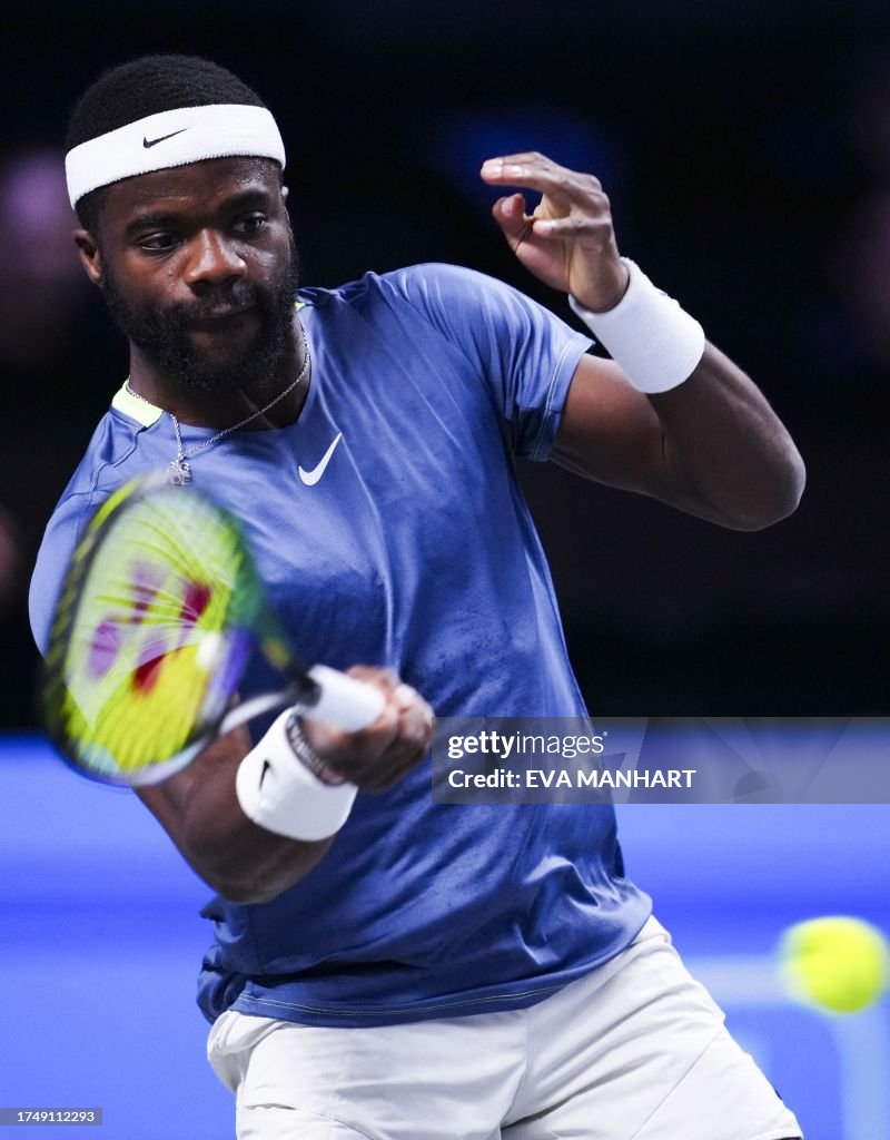 US Frances Tiafoe Returns The Ball To Italys Jannik Sinner During