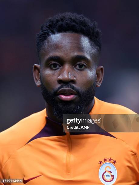 Cedric Bakambu of Galatasaray during the Turkish Super Lig match between Galatasaray AS and Besiktas AS at Rams Global Stadium on October 21, 2023 in...