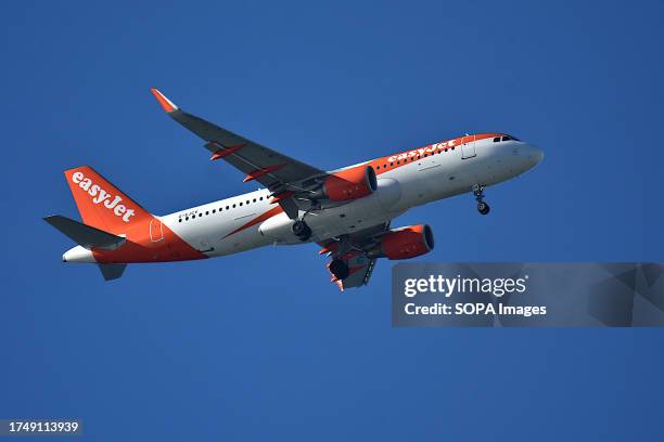 An EasyJet plane arrives at Marseille Provence Airport.