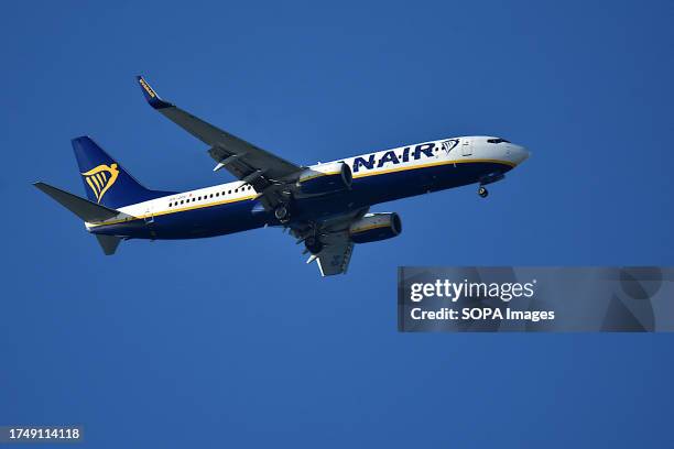 An Ryanair plane arrives at Marseille Provence Airport.