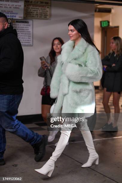 Kendall Jenner is seen leaving Sushi Park on October 27, 2023 in Los Angeles, California.