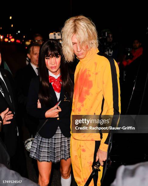 Megan Fox and Machine Gun Kelly are seen at the annual "Casamigos" Halloween party on October 27, 2023 in Los Angeles, California.