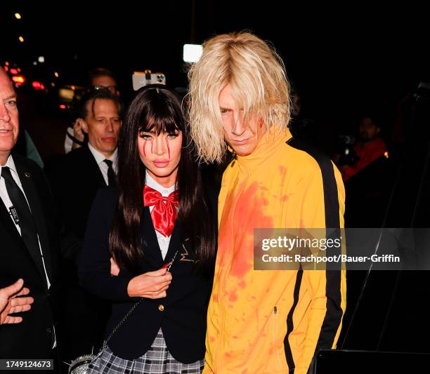 Megan Fox and Machine Gun Kelly are seen at the annual "Casamigos" Halloween party on October 27, 2023 in Los Angeles, California.