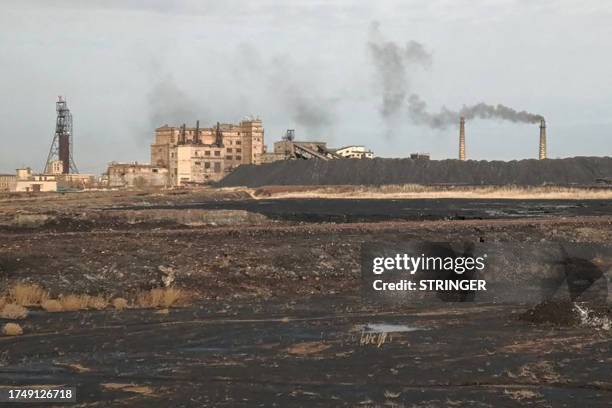 This photograph taken on October 28 shows a view of the Kostyenko coal mine, in Karaganda. A fire at a mine in Kazakhstan owed by steel giant...