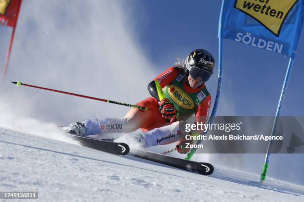 Lara Gut-behrami of Team Switzerland in action during the Audi FIS Alpine Ski World Cup Women's Giant Slalom on October 28, 2023 in Soelden, Austria.